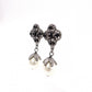 CHANEL Earrings, Metal, Rhinestones, Faux Pearls, Gunmetal Silver