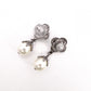 CHANEL Earrings, Metal, Rhinestones, Faux Pearls, Gunmetal Silver
