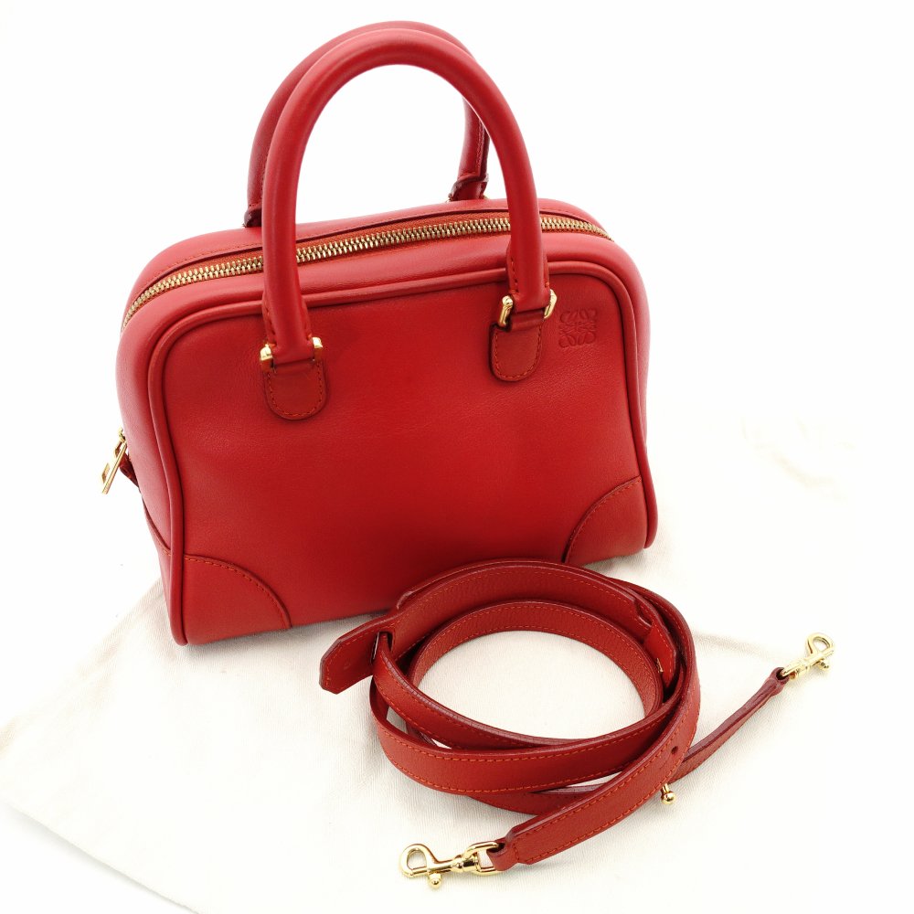 LOEWE Amazona 75 Small Handbag Red Leather Red 2-Way Crossbody 7-11-599