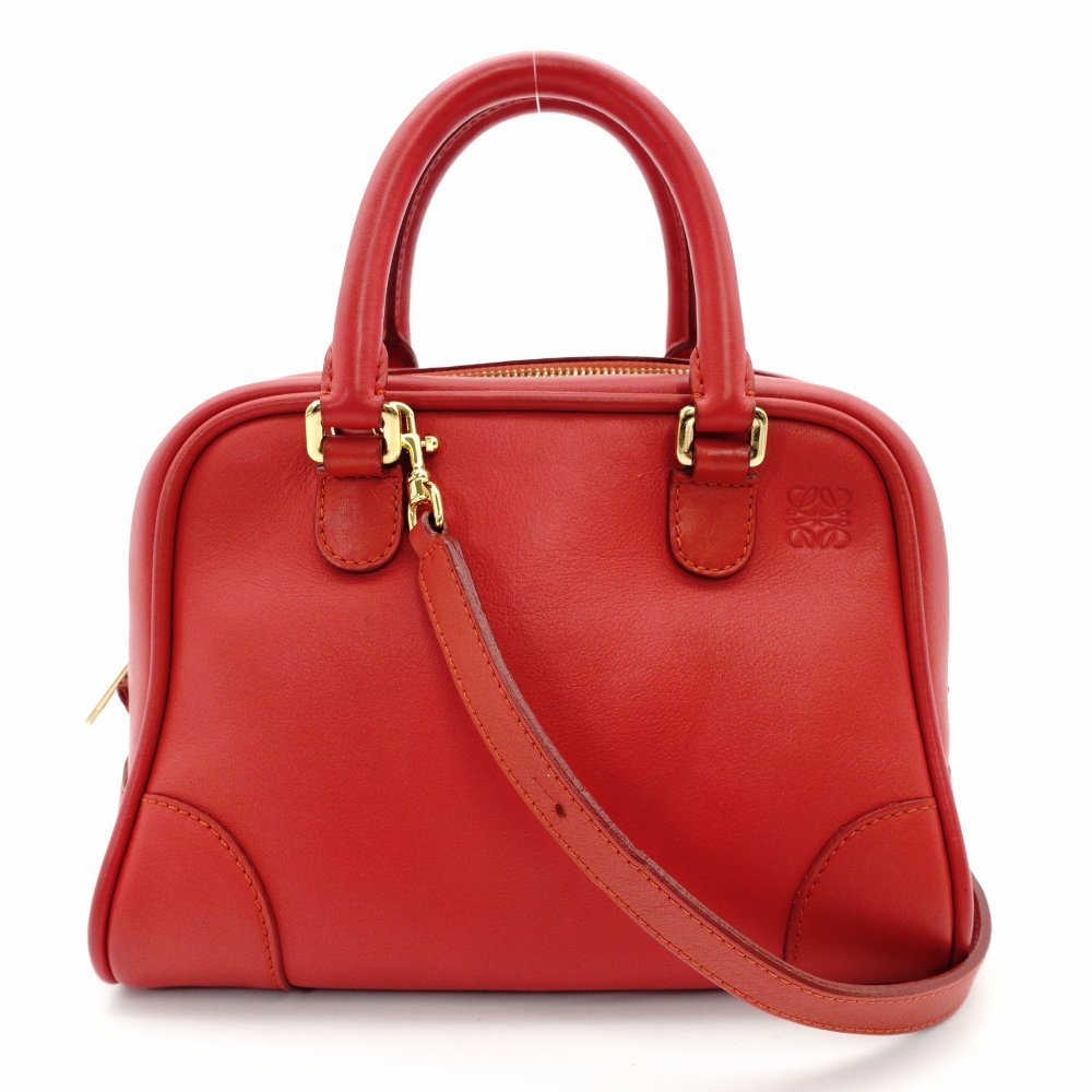 LOEWE Amazona 75 Small Handbag Red Leather Red 2-Way Crossbody 7-11-599