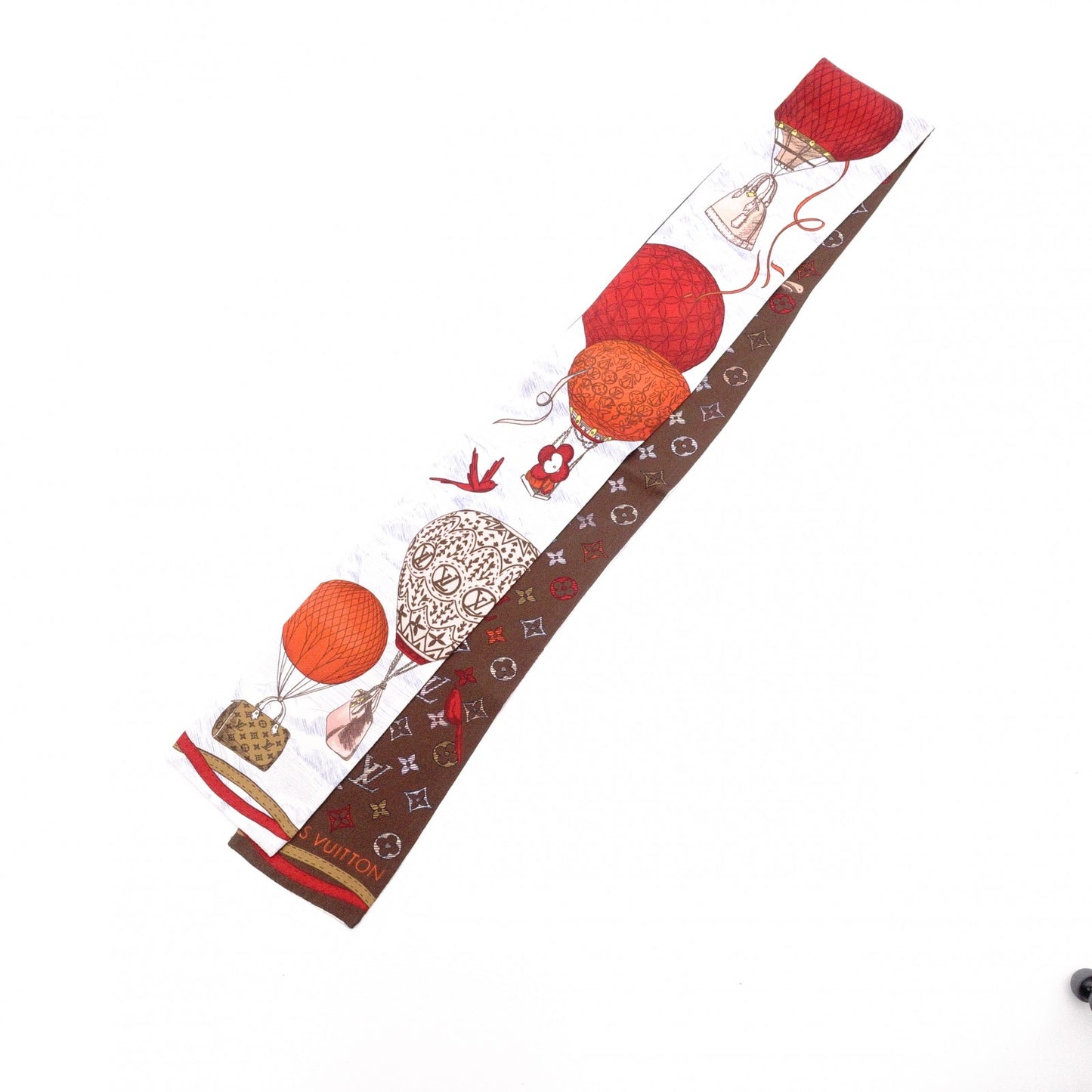 LOUIS VUITTON Twilly Scarf, Silk, Multicolor, Hot Air Balloon Design