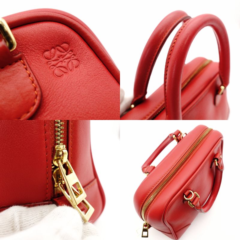 LOEWE Amazona 75 Small Handbag Red Leather Red 2-Way Crossbody 7-11-599