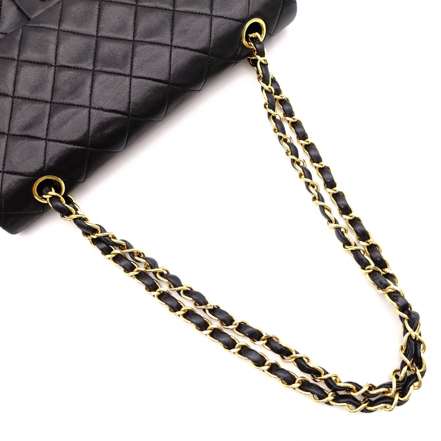 CHANEL Classic W-Flap Shoulder Bag, Lambskin, Gold Hardware