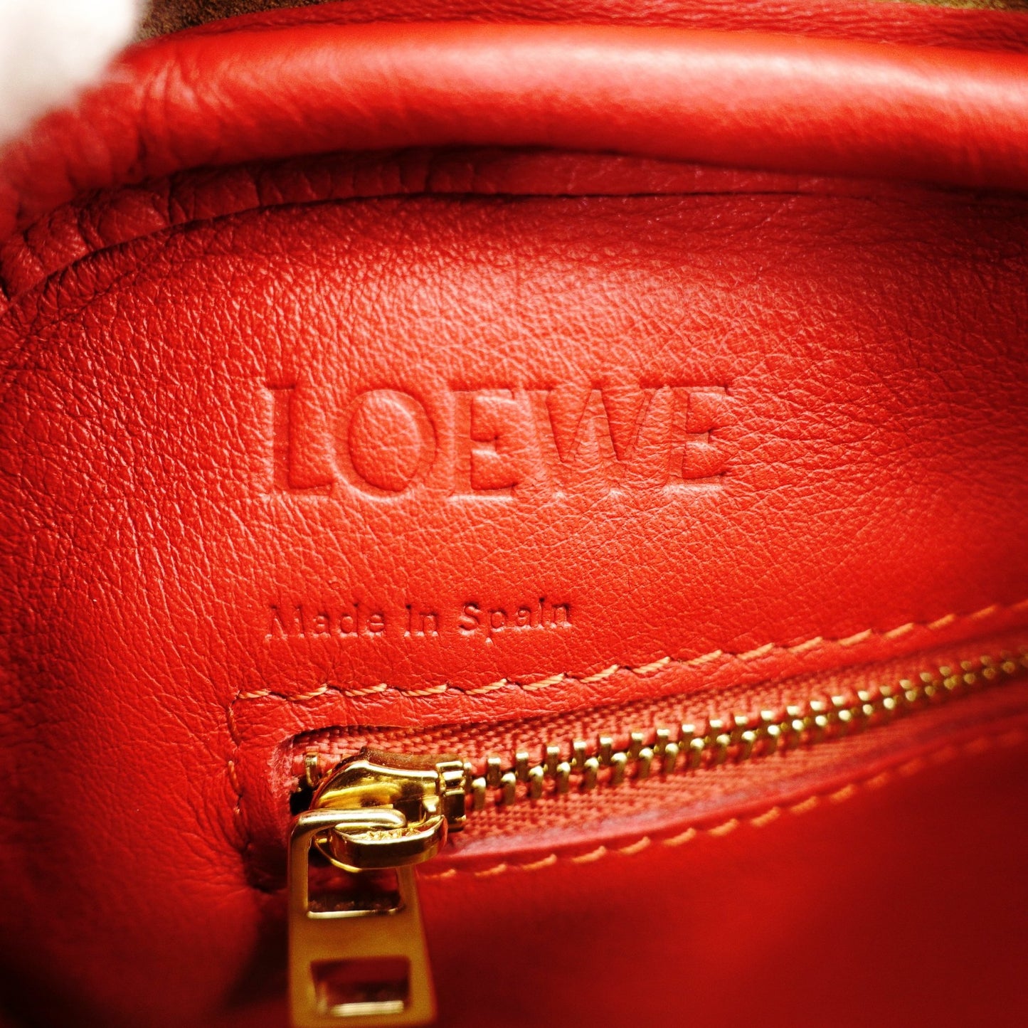 LOEWE Amazona 75 Small Handbag Red Leather Red 2-Way Crossbody 7-11-599