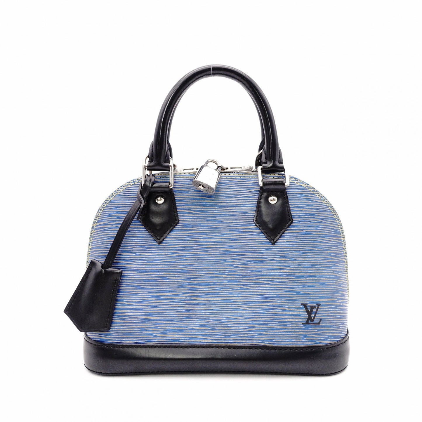 LOUIS VUITTON Alma BB Epi Handbag, Leather, Blue, 2-Way
