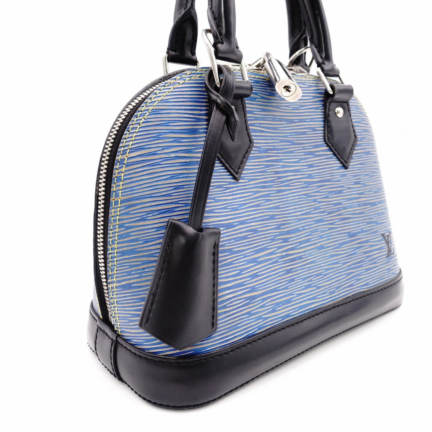 LOUIS VUITTON Alma BB Epi Handbag, Leather, Blue, 2-Way