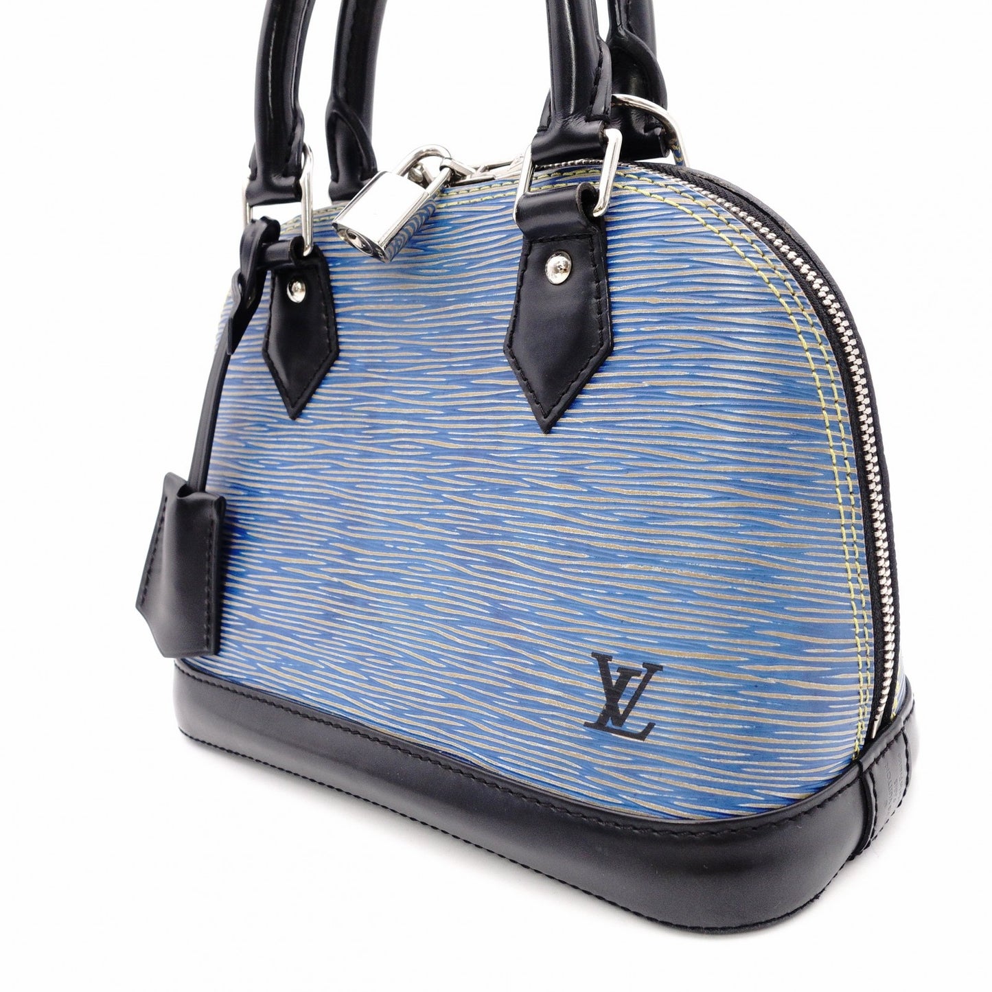 LOUIS VUITTON Alma BB Epi Handbag, Leather, Blue, 2-Way