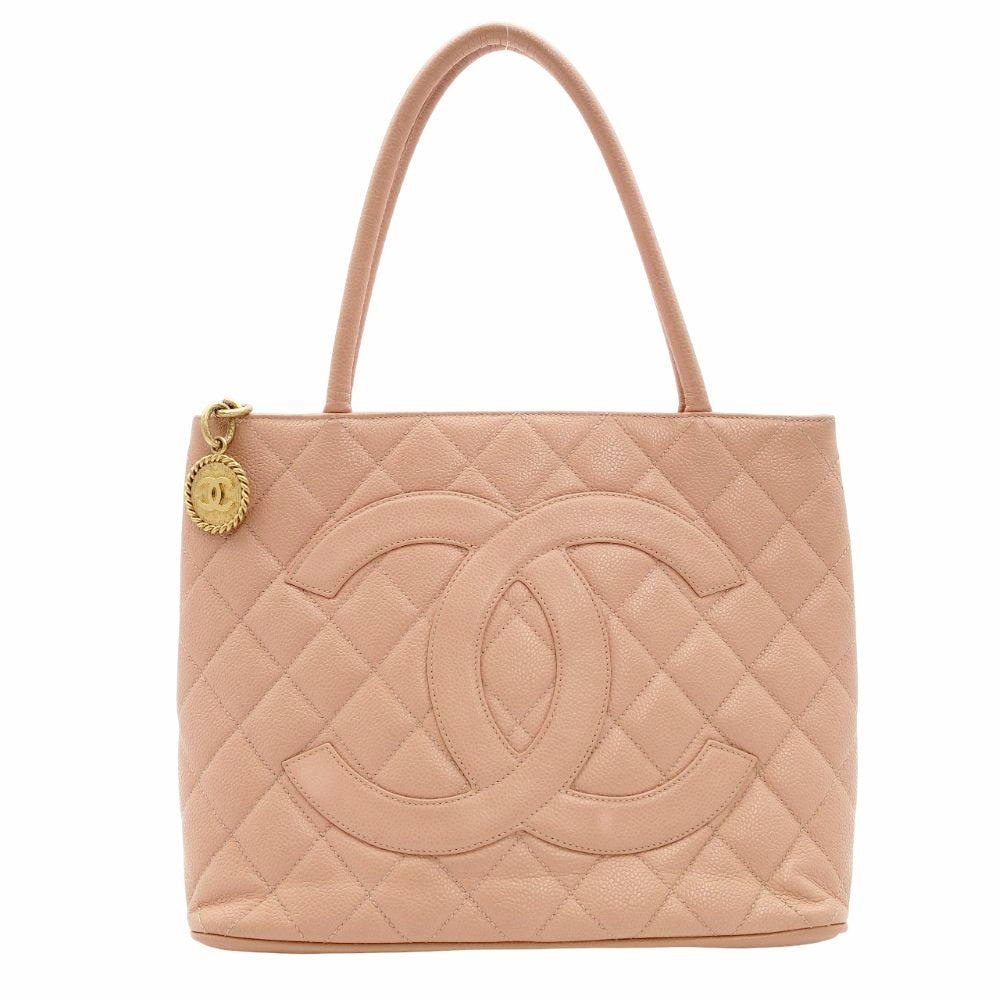 CHANEL Reissue Tote Bag Caviar Leather Medallion Pink Shoulder Tote Bag CC Logo Gold Hardware 7-8-509