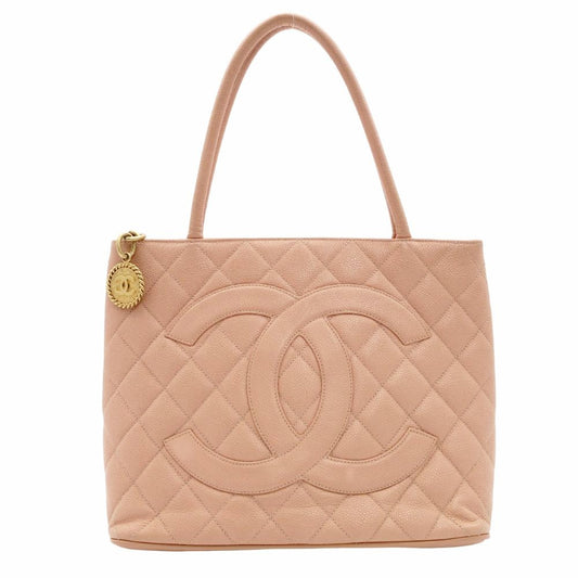CHANEL Reissue Tote Bag Caviar Leather Medallion Pink Shoulder Tote Bag CC Logo Gold Hardware 7-8-509