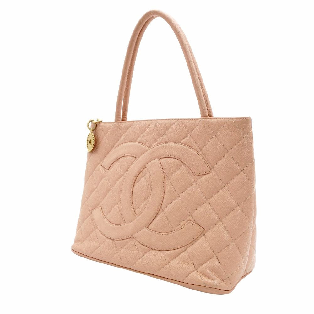 CHANEL Reissue Tote Bag Caviar Leather Medallion Pink Shoulder Tote Bag CC Logo Gold Hardware 7-8-509