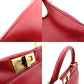 FENDI Peekaboo Handbag 2-Way Leather Red Shoulder Bag Red Gold Hardware 7-11-477