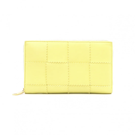 BOTTEGAVENETA Zip-Around Wallet Cassette Long Wallet Leather Yellow