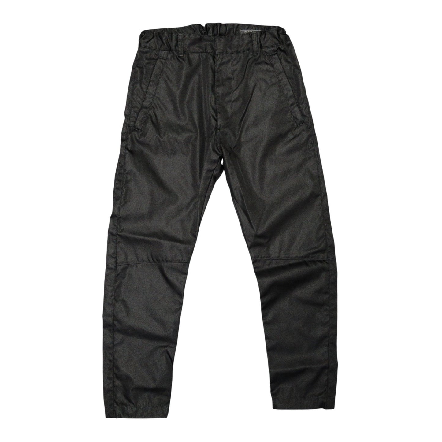 PRADA Triangle Logo SPH66 Nylon Skinny Pants, Nylon, Black, Size 44