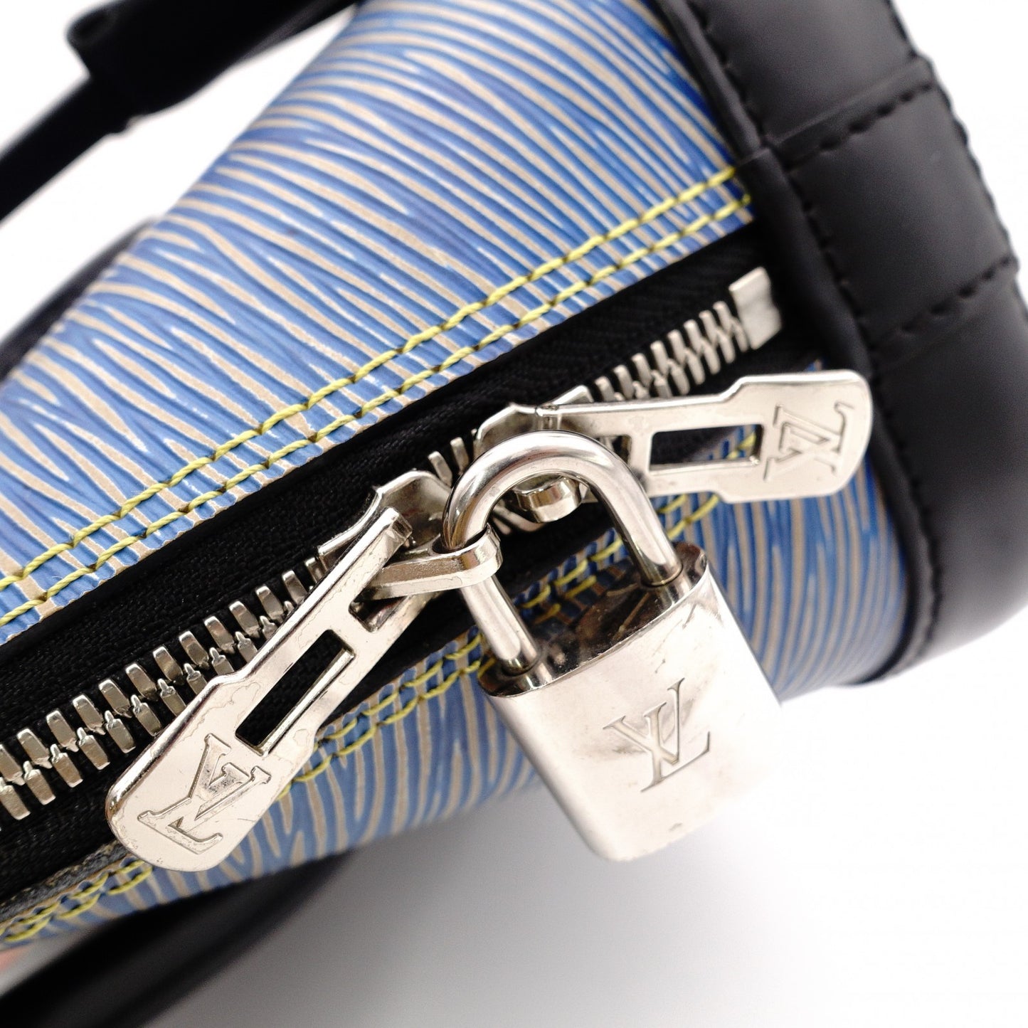LOUIS VUITTON Alma BB Epi Handbag, Leather, Blue, 2-Way