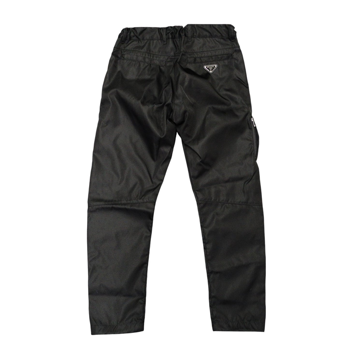 PRADA Triangle Logo SPH66 Nylon Skinny Pants, Nylon, Black, Size 44