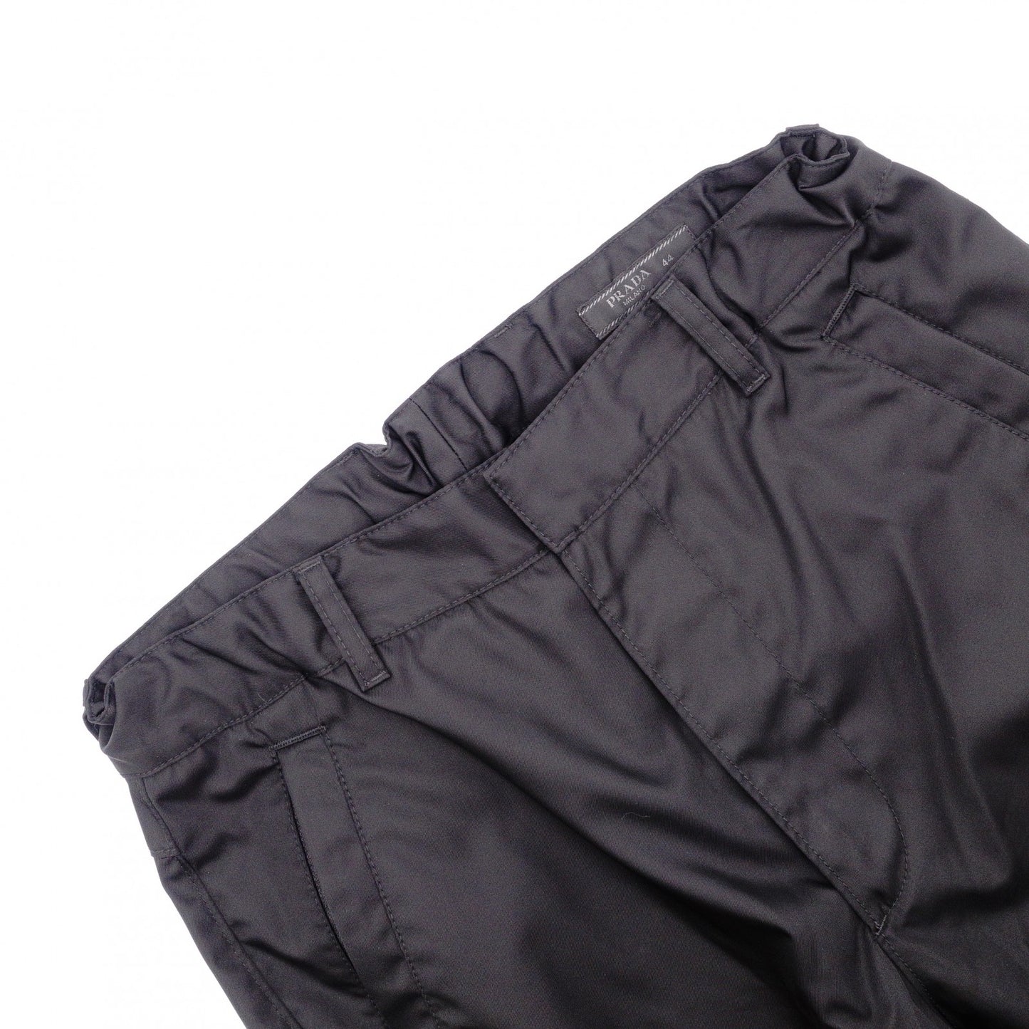 PRADA Triangle Logo SPH66 Nylon Skinny Pants, Nylon, Black, Size 44
