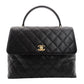 CHANEL Matelassé Top Handle Handbag Black Caviar Skin Black A21397 Gold Hardware 7-9-604