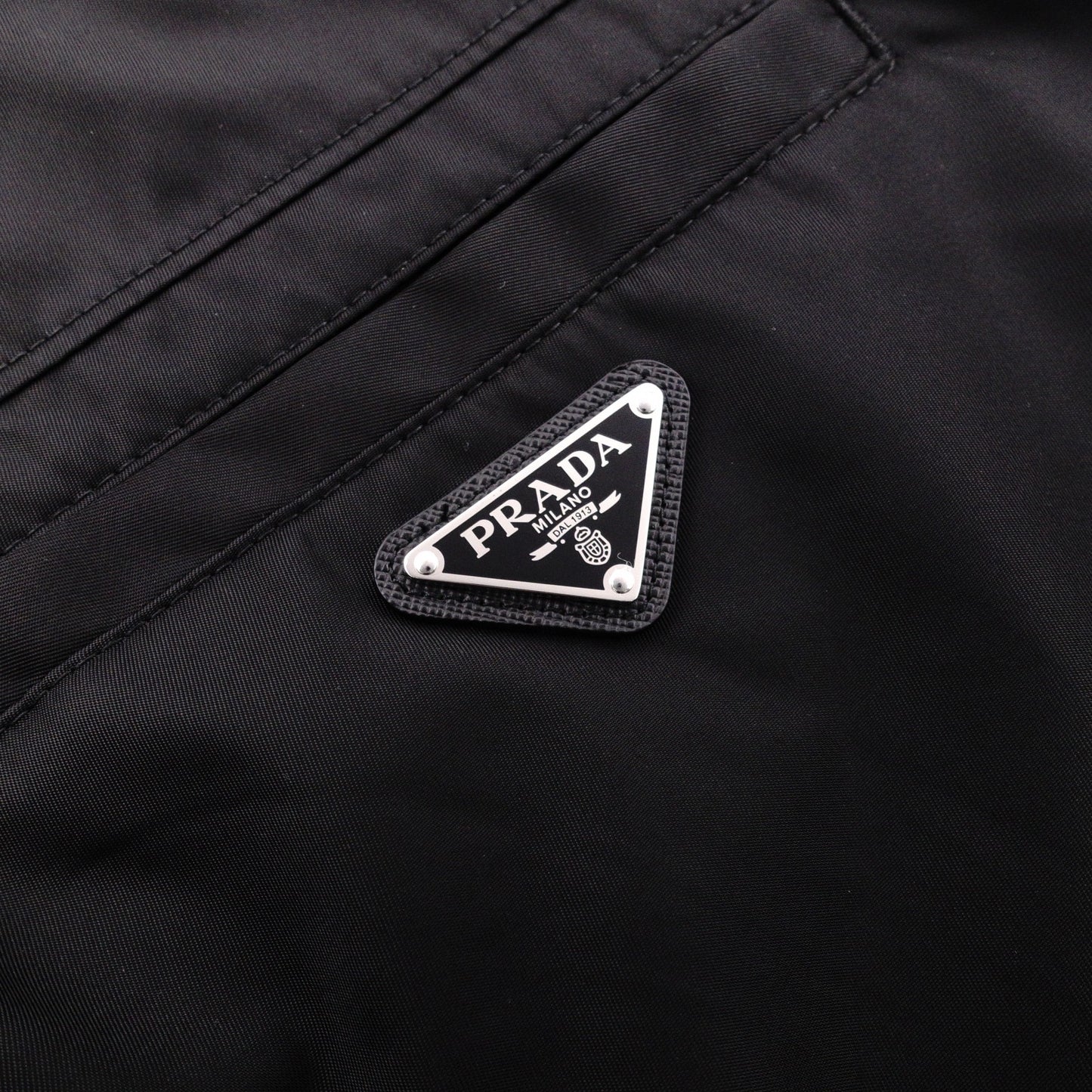 PRADA Triangle Logo SPH66 Nylon Skinny Pants, Nylon, Black, Size 44