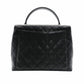 CHANEL Matelassé Top Handle Handbag Black Caviar Skin Black A21397 Gold Hardware 7-9-604