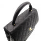 CHANEL Matelassé Top Handle Handbag Black Caviar Skin Black A21397 Gold Hardware 7-9-604