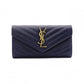 SAINT LAURENT Cassandra Long Wallet, Leather, Navy, Gold Hardware