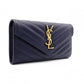 SAINT LAURENT Cassandra Long Wallet, Leather, Navy, Gold Hardware