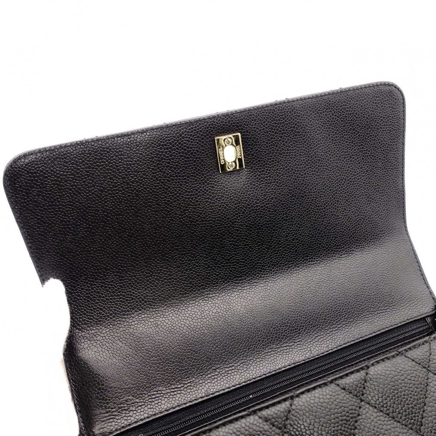 CHANEL Matelassé Top Handle Handbag Black Caviar Skin Black A21397 Gold Hardware 7-9-604
