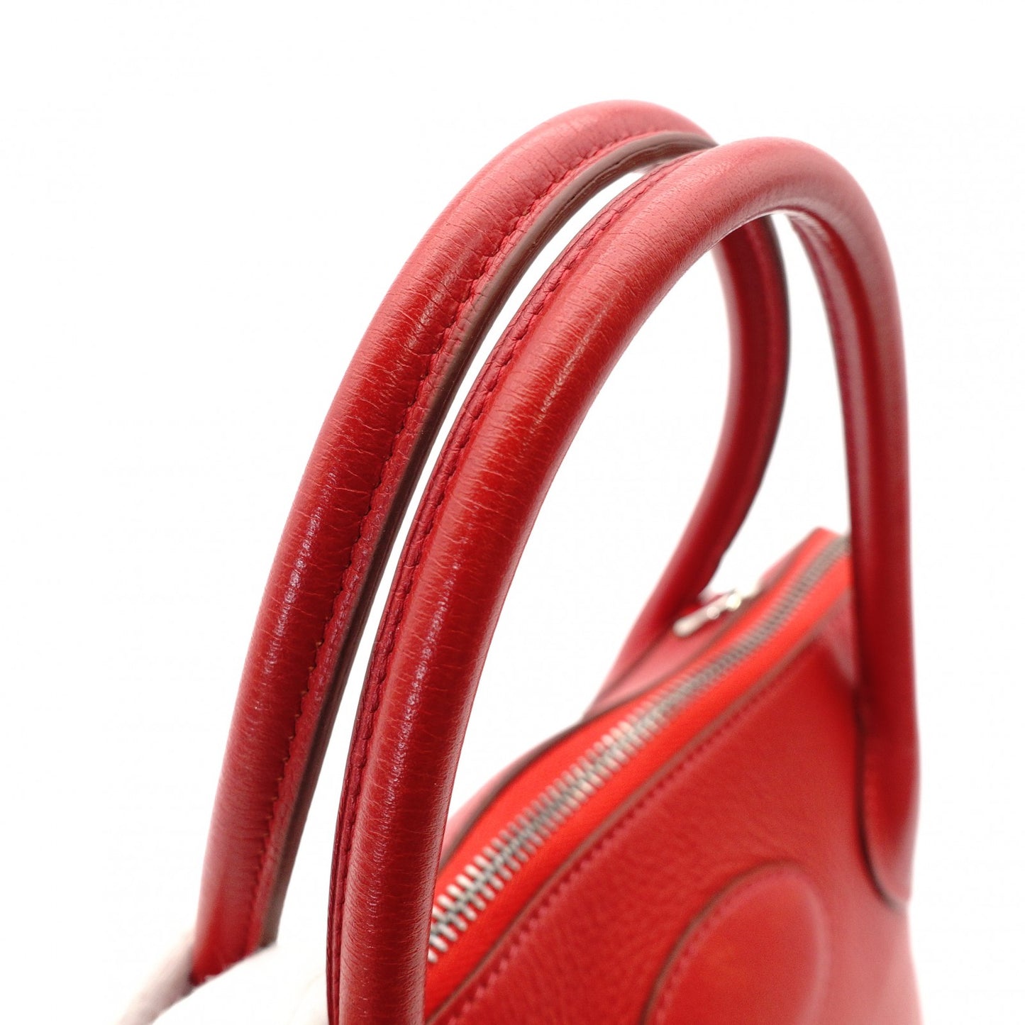 HERMES Bolide 31 Leather Handbag Red 2-Way □I Stamped Shoulder Strap Silver Hardware 7-10-527