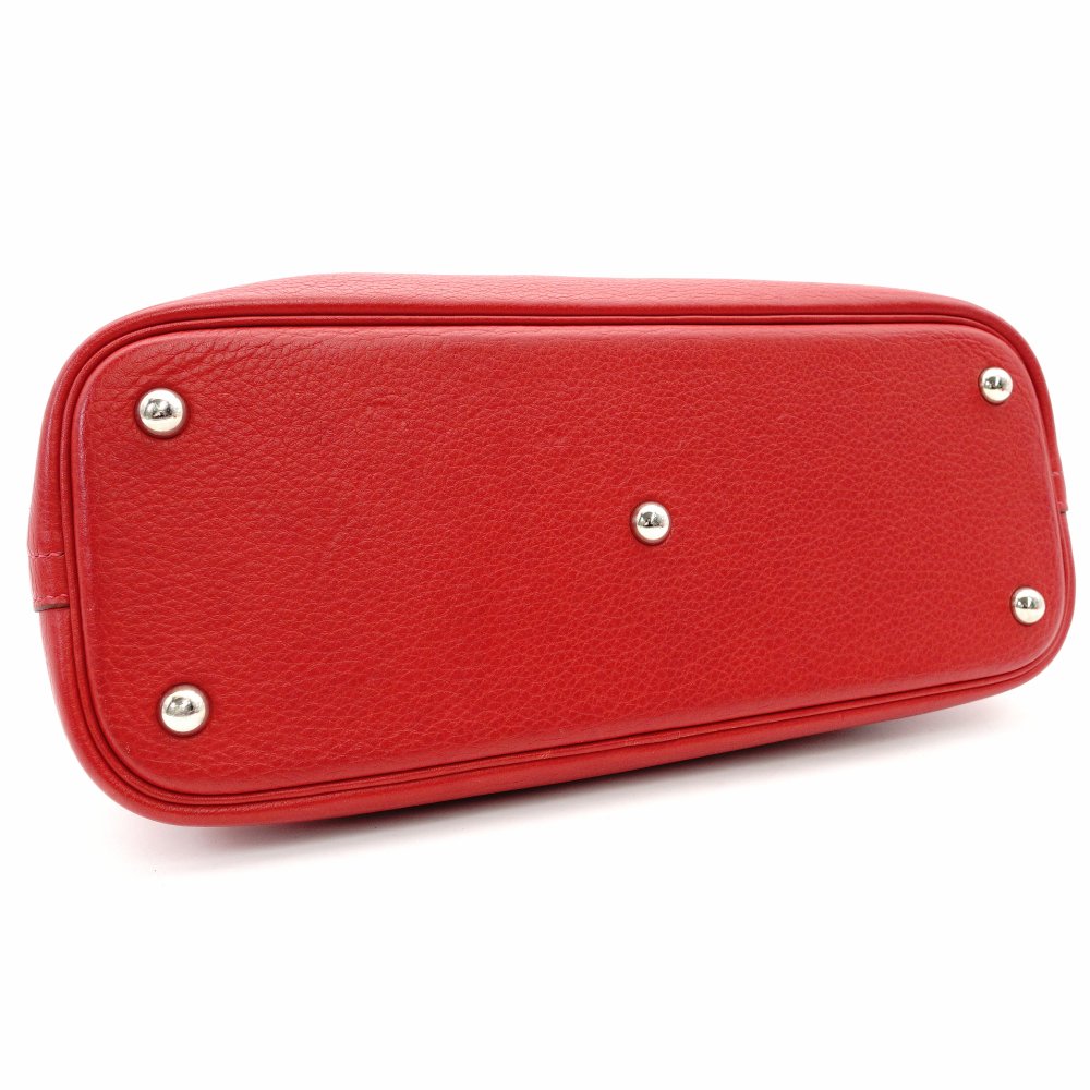 HERMES Bolide 31 Leather Handbag Red 2-Way □I Stamped Shoulder Strap Silver Hardware 7-10-527