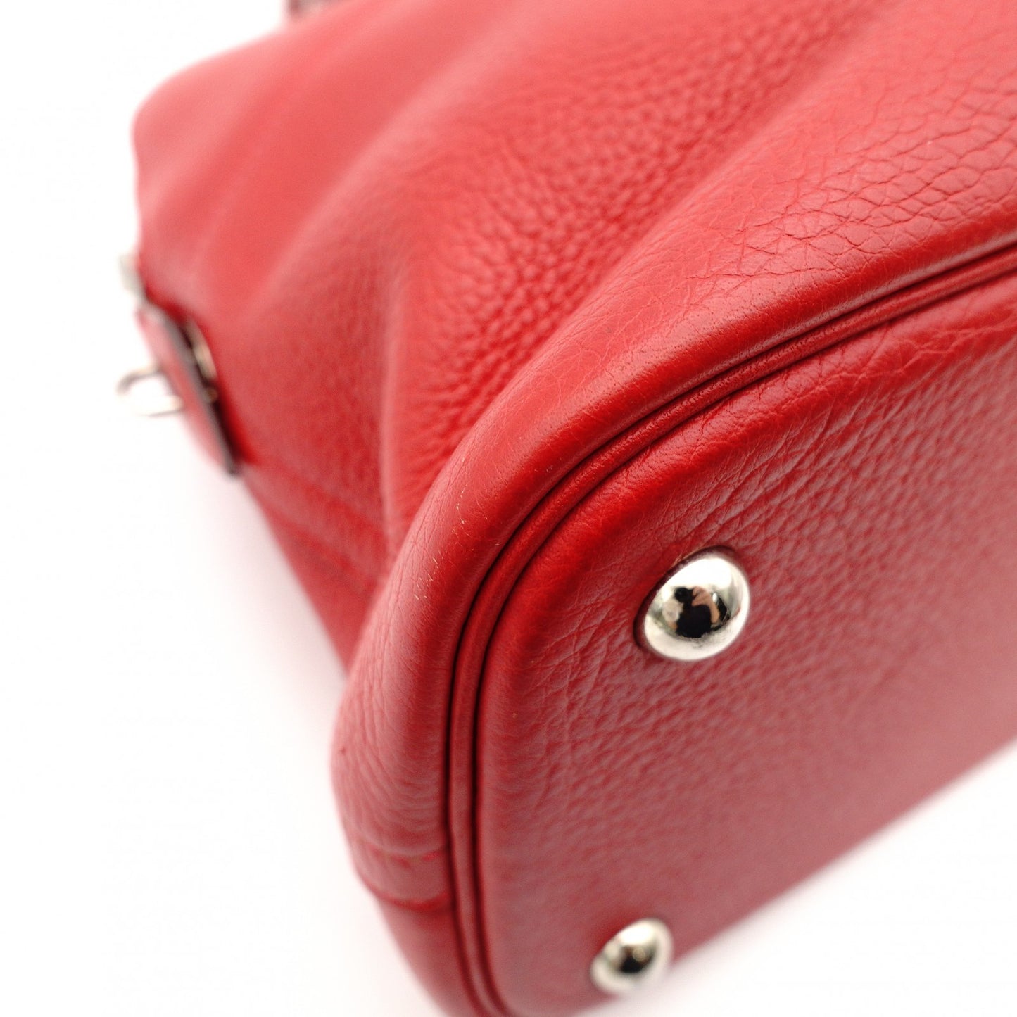 HERMES Bolide 31 Leather Handbag Red 2-Way □I Stamped Shoulder Strap Silver Hardware 7-10-527