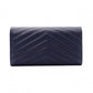 SAINT LAURENT Cassandra Long Wallet, Leather, Navy, Gold Hardware