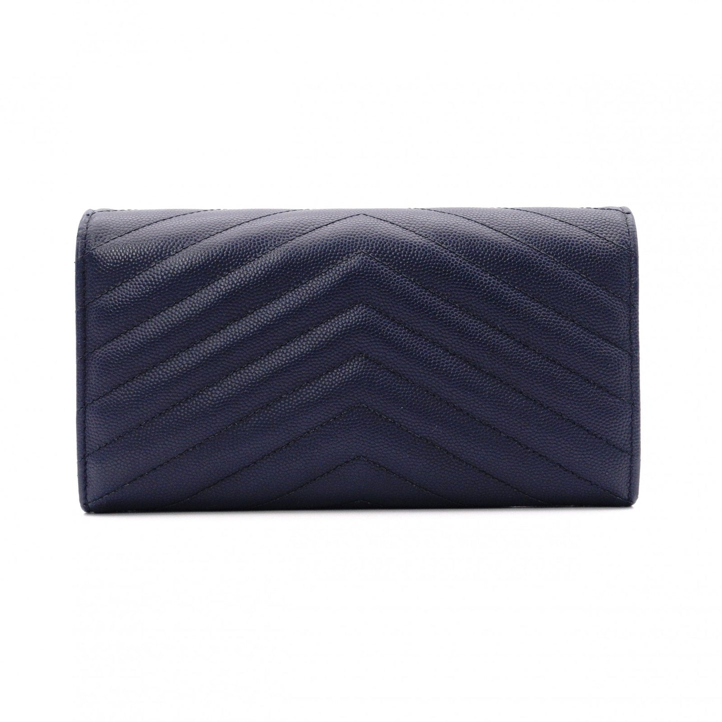 SAINT LAURENT Cassandra Long Wallet, Leather, Navy, Gold Hardware