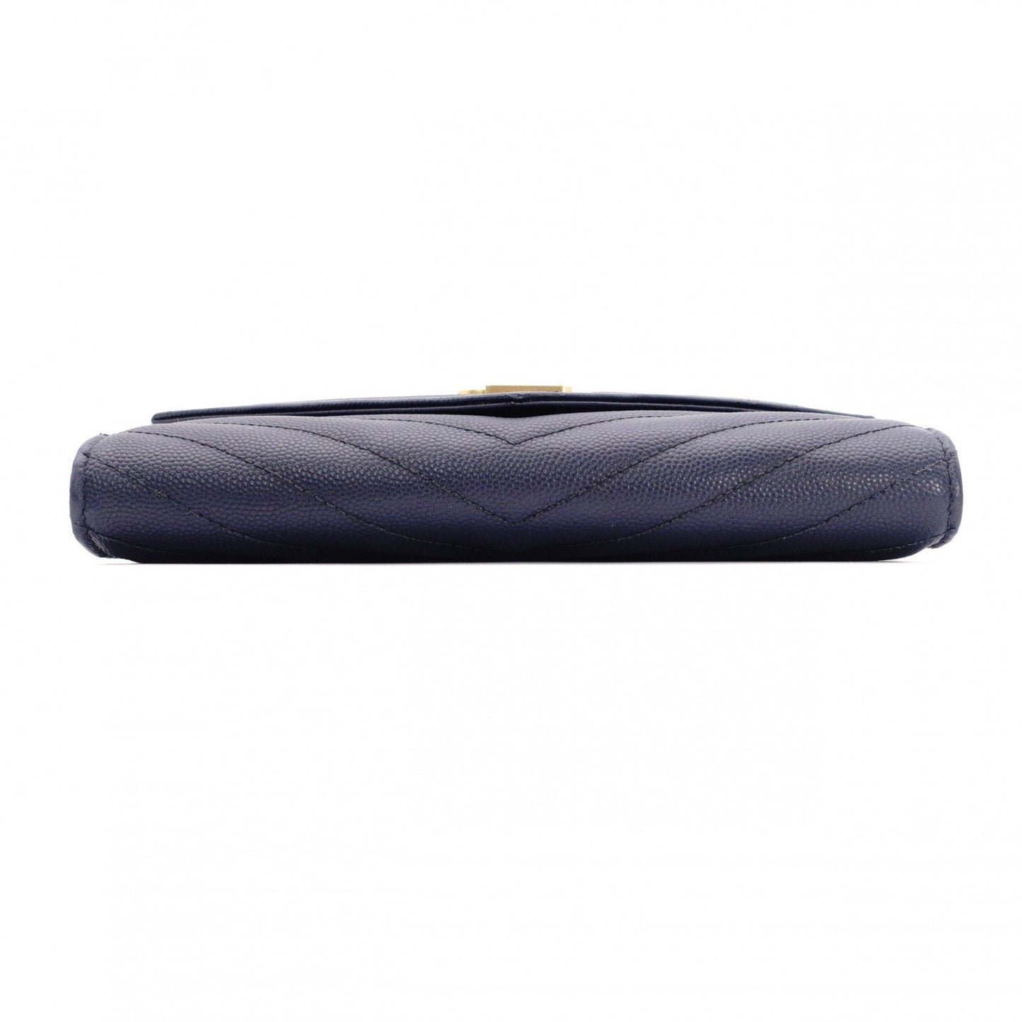SAINT LAURENT Cassandra Long Wallet, Leather, Navy, Gold Hardware
