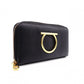 Salvatore Ferragamo Round Zipper Gancini Long Wallet, Leather, Black with Gold Hardware