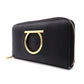 Salvatore Ferragamo Round Zipper Gancini Long Wallet, Leather, Black with Gold Hardware
