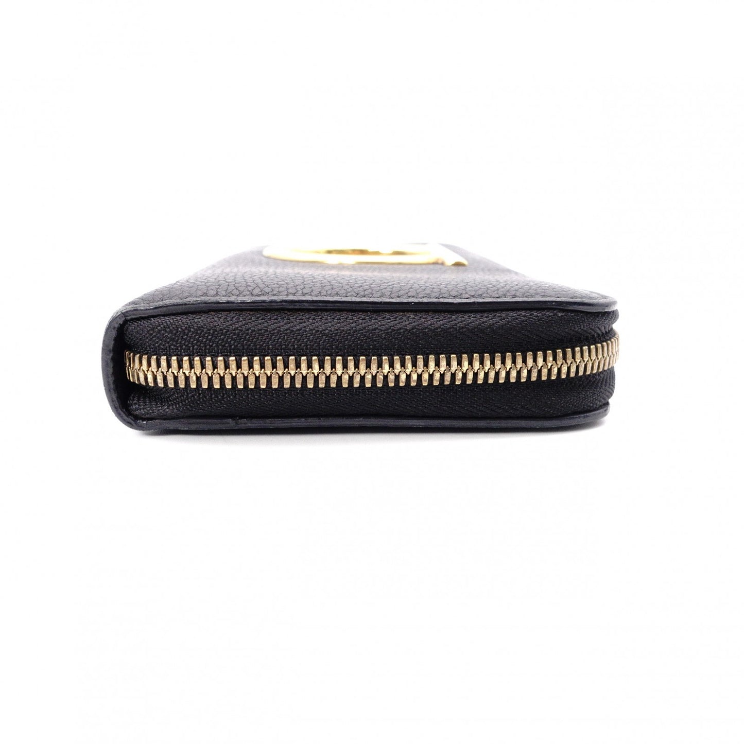 Salvatore Ferragamo Round Zipper Gancini Long Wallet, Leather, Black with Gold Hardware