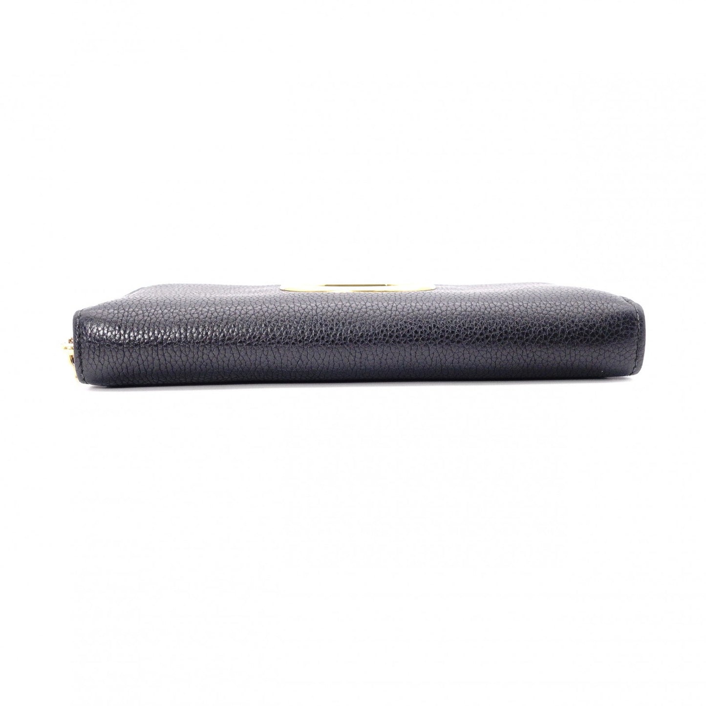 Salvatore Ferragamo Round Zipper Gancini Long Wallet, Leather, Black with Gold Hardware