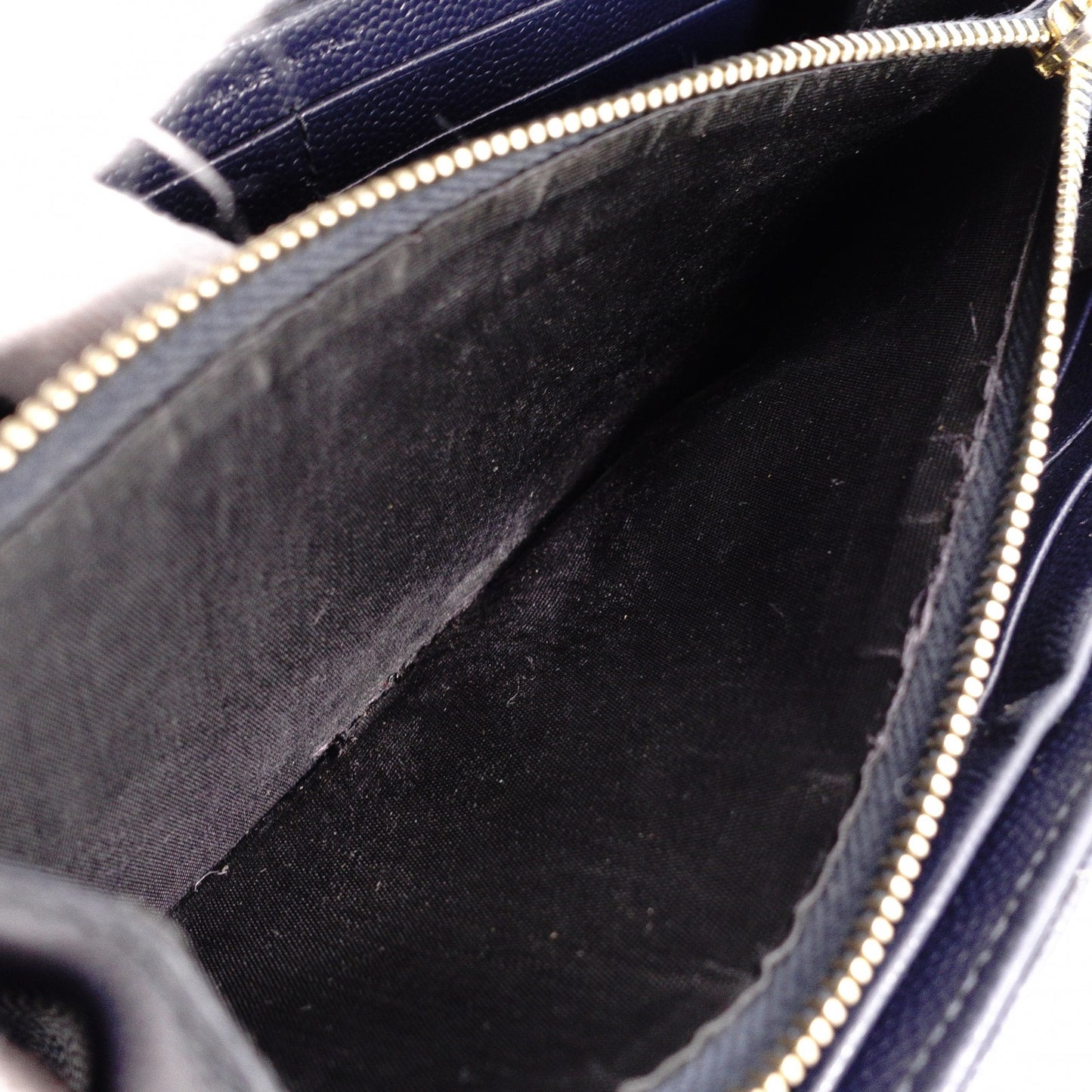 SAINT LAURENT Cassandra Long Wallet, Leather, Navy, Gold Hardware