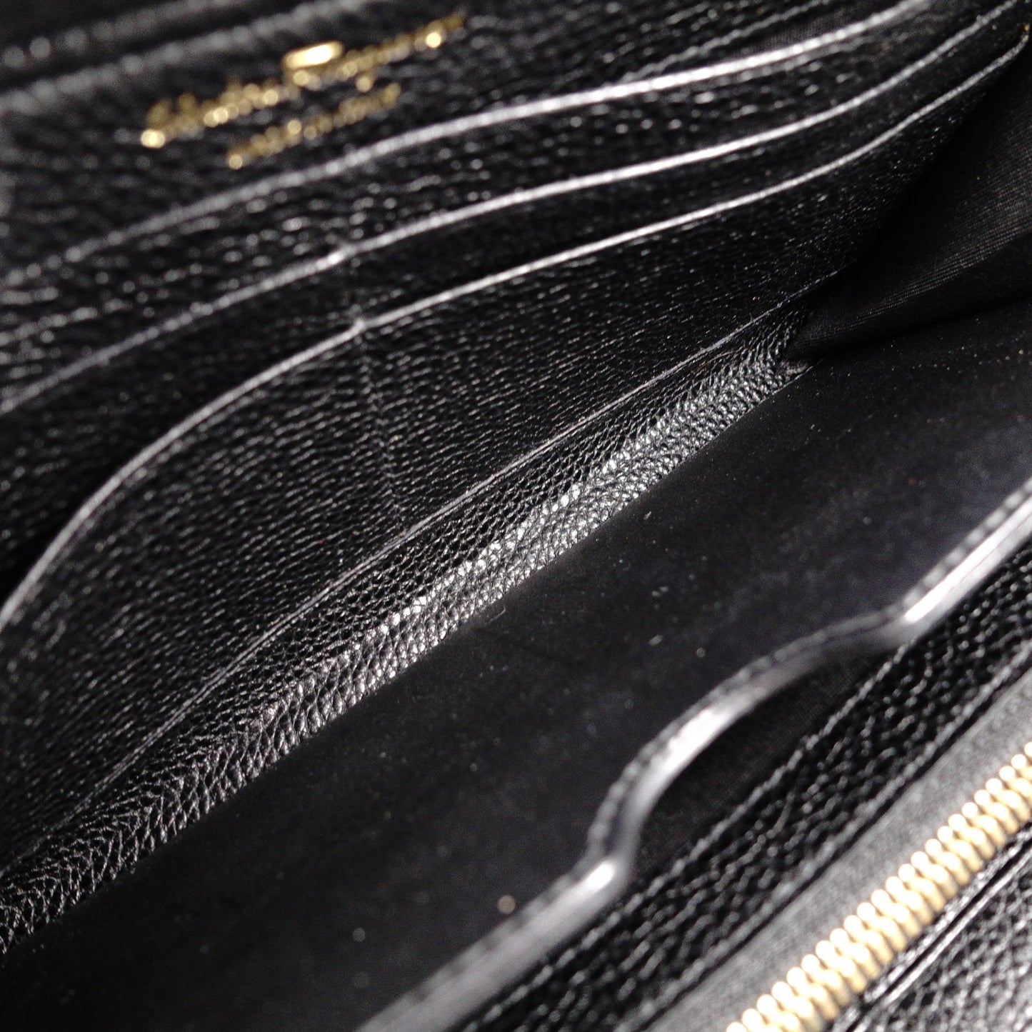 Salvatore Ferragamo Round Zipper Gancini Long Wallet, Leather, Black with Gold Hardware