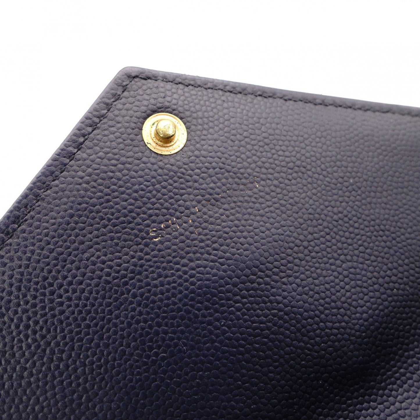 SAINT LAURENT Cassandra Long Wallet, Leather, Navy, Gold Hardware