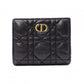 Christian Dior Cannage Bifold Wallet, Leather, Black and Beige, CD Logo