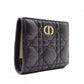 Christian Dior Cannage Bifold Wallet, Leather, Black and Beige, CD Logo