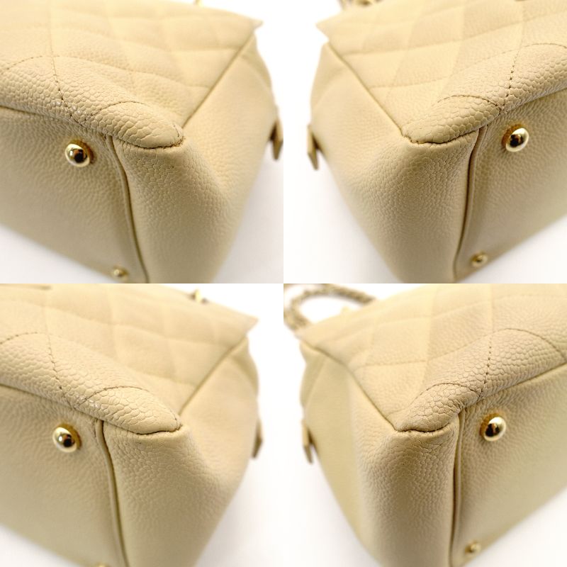 CHANEL Matelassé Caviar Leather Chain Shoulder Bag Beige Leather Shoulder 7-11-070