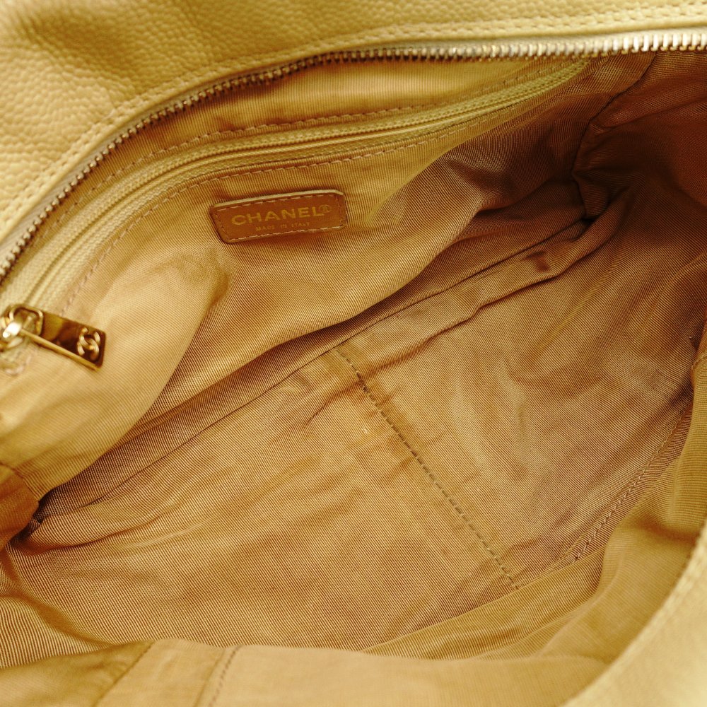 CHANEL Matelassé Caviar Leather Chain Shoulder Bag Beige Leather Shoulder 7-11-070