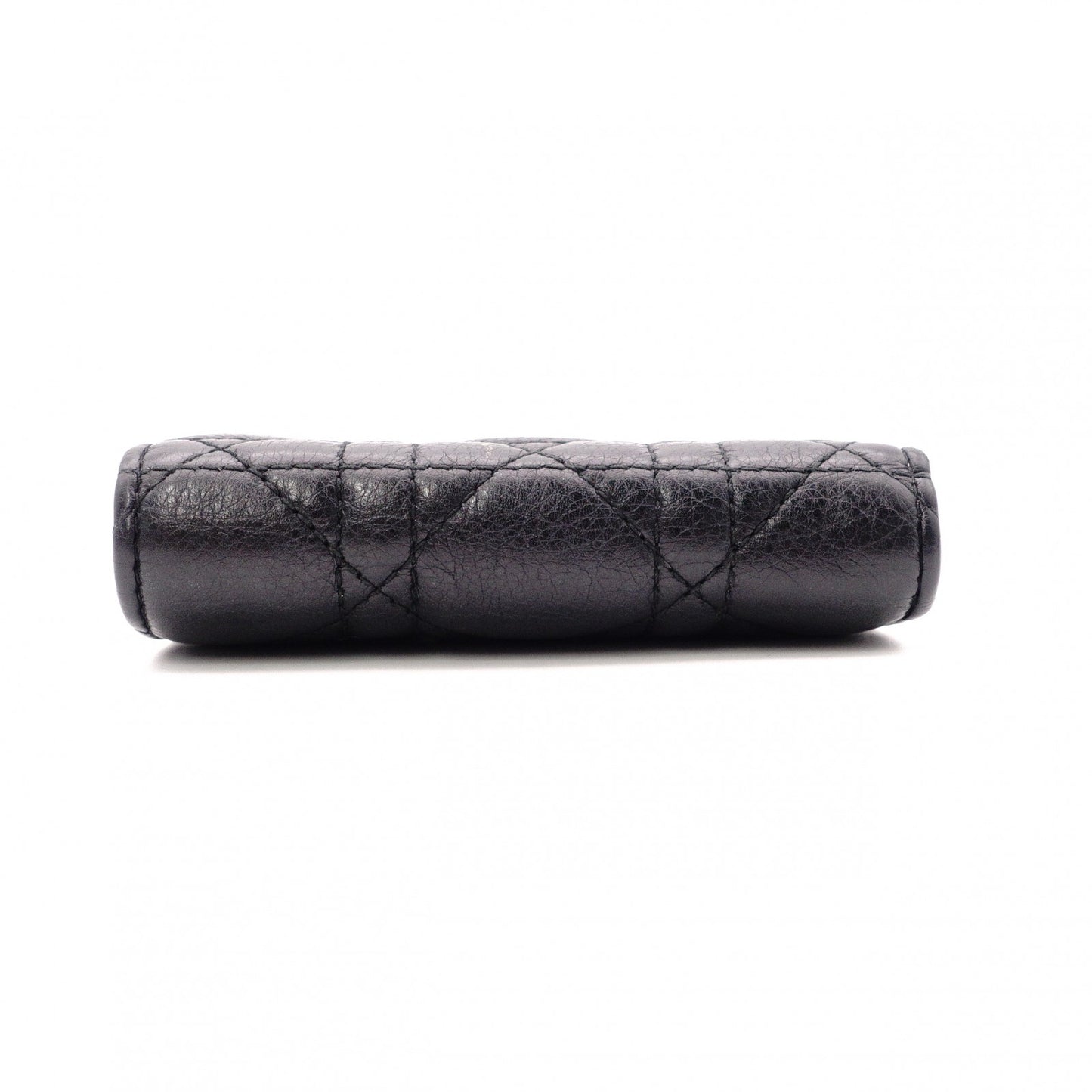 Christian Dior Cannage Bifold Wallet, Leather, Black and Beige, CD Logo