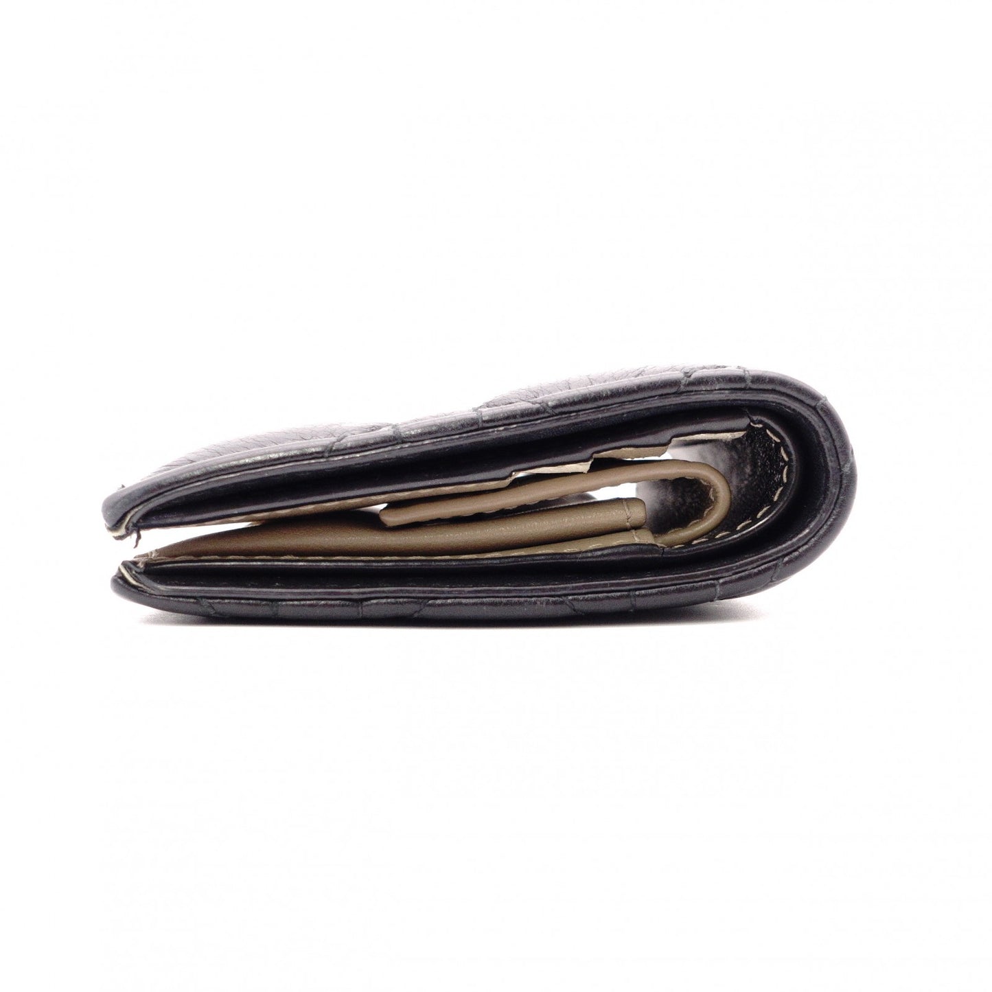 Christian Dior Cannage Bifold Wallet, Leather, Black and Beige, CD Logo