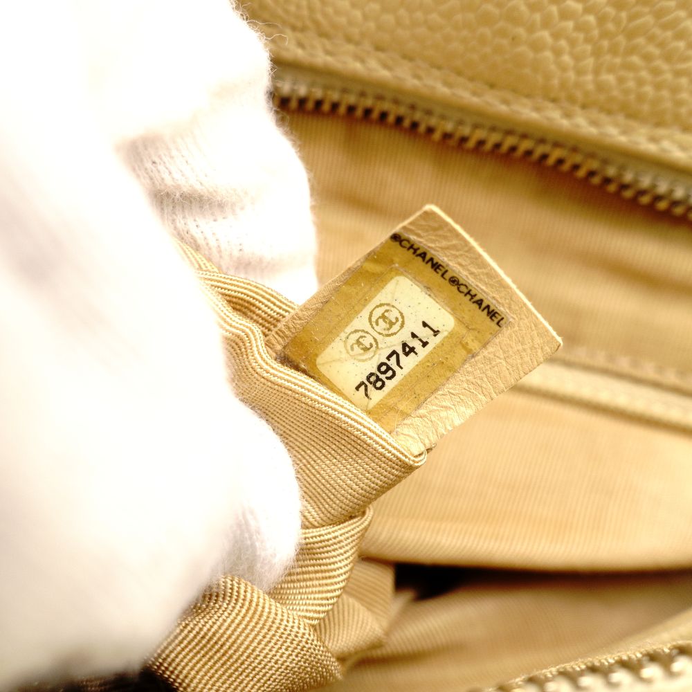 CHANEL Matelassé Caviar Leather Chain Shoulder Bag Beige Leather Shoulder 7-11-070