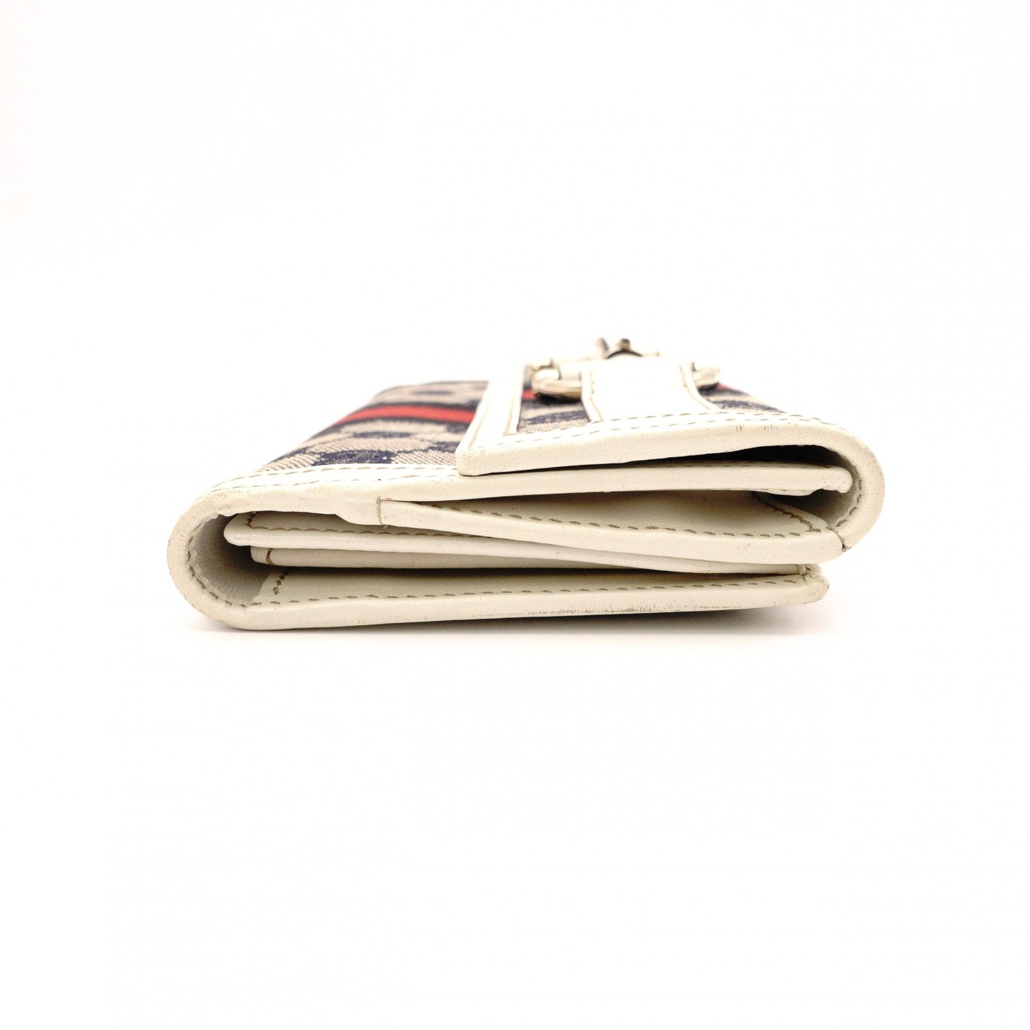 GUCCI Horsebit GG Canvas Long Wallet, Canvas and Leather, Beige
