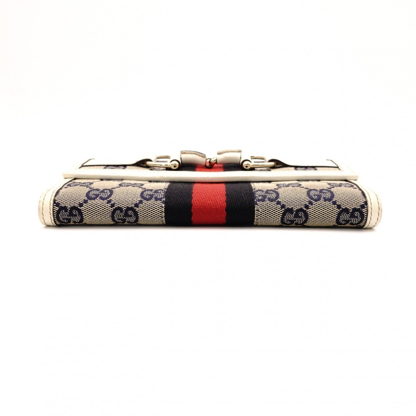 GUCCI Horsebit GG Canvas Long Wallet, Canvas and Leather, Beige