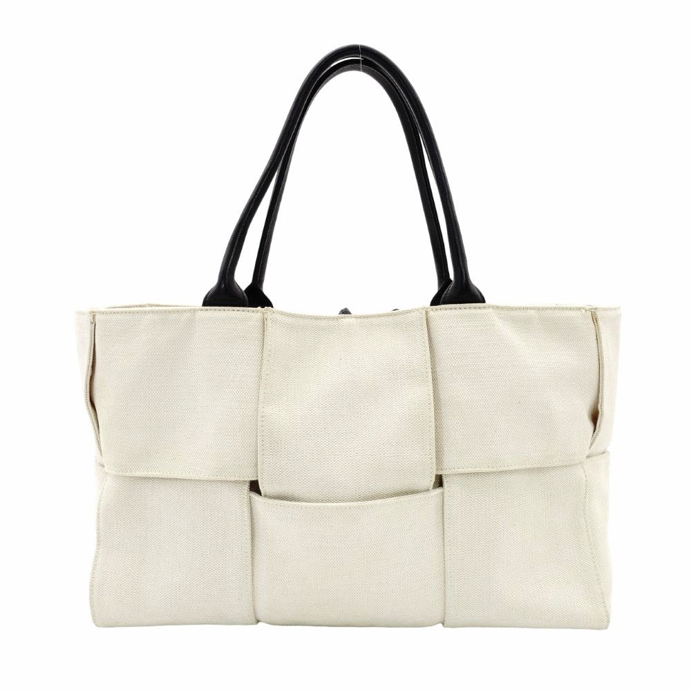 Bottega Veneta Intrecciato Tote Bag Canvas Off-White × Black Shoulder Pouch Included 7-12-043
